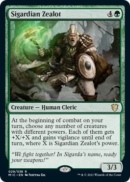 Sigardian Zealot trading card from Commander: Innistrad: Midnight Hunt Sigardian Zealot - Commander: Innistrad: Midnight Hunt Magic: The Gathering trading card