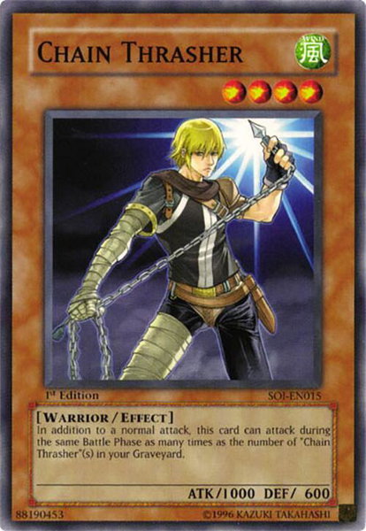 Chain Thrasher trading card from Shadow of Infinity Chain Thrasher - Shadow of Infinity YuGiOh trading card