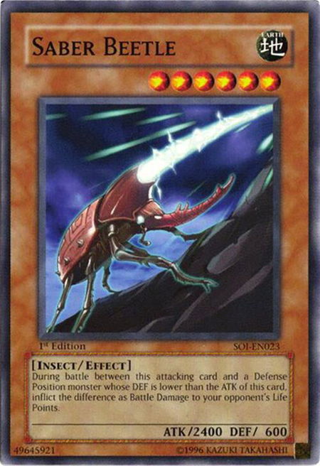 Saber Beetle trading card from Shadow of Infinity Saber Beetle - Shadow of Infinity YuGiOh trading card