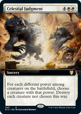 Celestial Judgment (Extended Art) trading card from Commander: Innistrad: Midnight Hunt Celestial Judgment (Extended Art) - Commander: Innistrad: Midnight Hunt Magic: The Gathering trading card