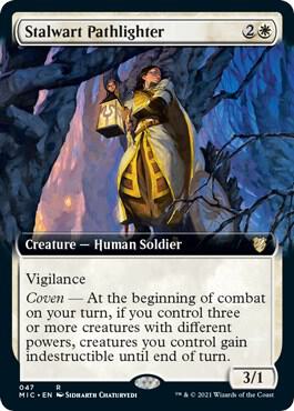 Stalwart Pathlighter (Extended Art) trading card from Commander: Innistrad: Midnight Hunt Stalwart Pathlighter (Extended Art) - Commander: Innistrad: Midnight Hunt Magic: The Gathering trading card