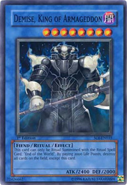 Demise, King of Armageddon trading card from Shadow of Infinity Demise, King of Armageddon - Shadow of Infinity YuGiOh trading card