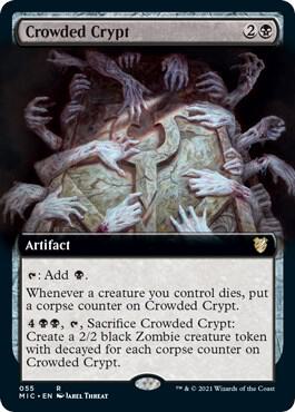 Crowded Crypt (Extended Art) - Commander: Innistrad: Midnight Hunt Magic: The Gathering trading card