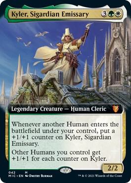Kyler, Sigardian Emissary (Extended Art) trading card from Commander: Innistrad: Midnight Hunt Kyler, Sigardian Emissary (Extended Art) - Commander: Innistrad: Midnight Hunt Magic: The Gathering trading card
