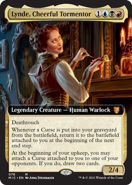 Lynde, Cheerful Tormentor (Extended Art) trading card from Commander: Innistrad: Midnight Hunt Lynde, Cheerful Tormentor (Extended Art) - Commander: Innistrad: Midnight Hunt Magic: The Gathering trading card