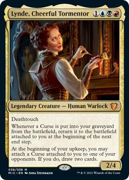 Lynde, Cheerful Tormentor trading card from Commander: Innistrad: Midnight Hunt Lynde, Cheerful Tormentor - Commander: Innistrad: Midnight Hunt Magic: The Gathering trading card