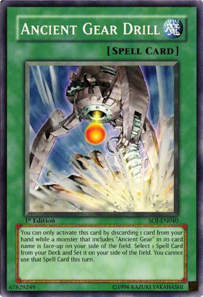 Ancient Gear Drill trading card from Shadow of Infinity Ancient Gear Drill - Shadow of Infinity YuGiOh trading card
