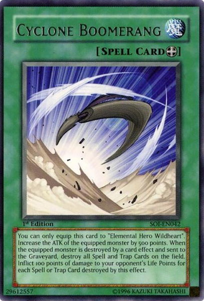 Cyclone Boomerang trading card from Shadow of Infinity Cyclone Boomerang - Shadow of Infinity YuGiOh trading card