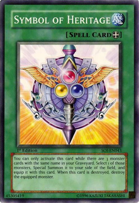 Symbol of Heritage trading card from Shadow of Infinity Symbol of Heritage - Shadow of Infinity YuGiOh trading card