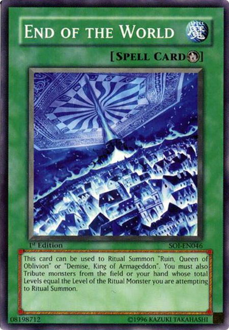End of the World trading card from Shadow of Infinity End of the World - Shadow of Infinity YuGiOh trading card
