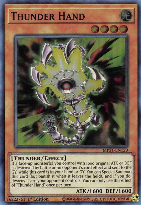 Thunder Hand - 2021 Tin of Ancient Battles YuGiOh trading card