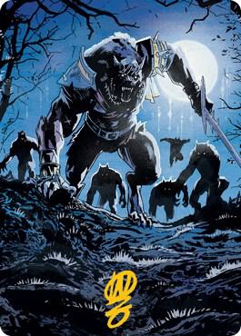 Tovolar, the Midnight Scourge Art Card (08/81) (Gold-Stamped Signature) - Art Series: Innistrad: Midnight Hunt Magic: The Gathering trading card