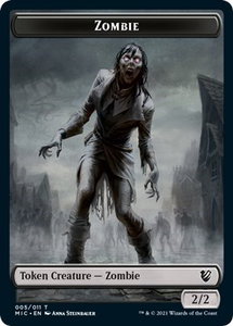 Zombie (005 MIC) // Zombie (005 MID) Double-Sided Token - Commander: Innistrad: Midnight Hunt (MIC) #5 // 5 - Token Magic: The Gathering Trading Card