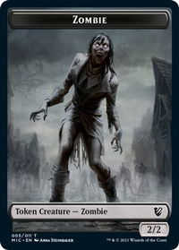 Zombie (005 MIC) // Zombie (005 MID) Double-Sided Token - Commander: Innistrad: Midnight Hunt (MIC) #5 // 5 - Token Magic: The Gathering Trading Card