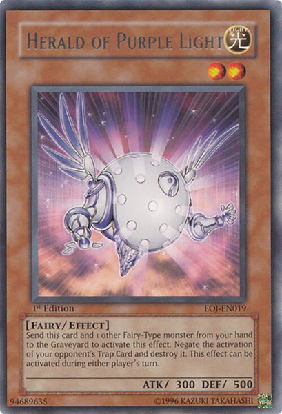Herald of Purple Light trading card from Enemy of Justice Herald of Purple Light - Enemy of Justice YuGiOh trading card