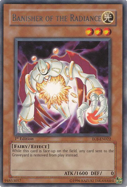 Banisher of the Radiance trading card from Enemy of Justice Banisher of the Radiance - Enemy of Justice YuGiOh trading card