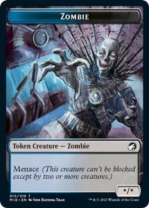 Zombie (015) Token - Innistrad: Midnight Hunt (MID) #15 - Token Magic: The Gathering Trading Card