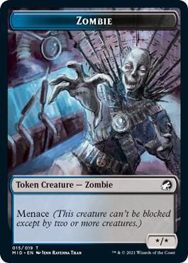 Zombie (015) Token - Innistrad: Midnight Hunt Magic: The Gathering trading card