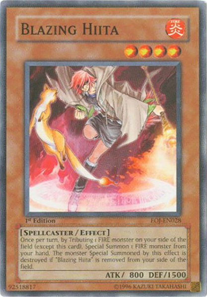 Blazing Hiita trading card from Enemy of Justice Blazing Hiita - Enemy of Justice YuGiOh trading card