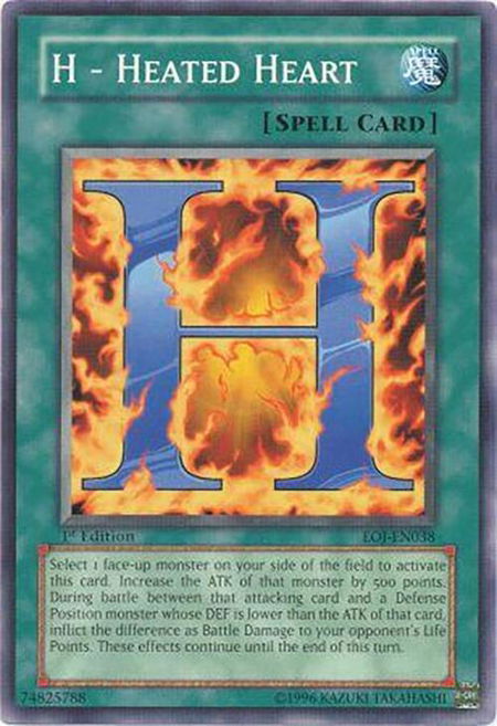H - Heated Heart trading card from Enemy of Justice H - Heated Heart - Enemy of Justice YuGiOh trading card