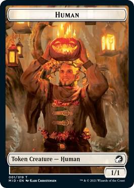 Human // Elemental Double-Sided Token - Innistrad: Midnight Hunt Magic: The Gathering trading card