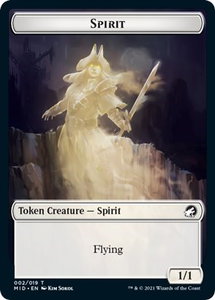 Spirit // Bird Double-Sided Token - Innistrad: Midnight Hunt (MID) #2 // 3 - Token Magic: The Gathering Trading Card
