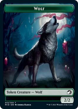 Wolf // Beast Double-Sided Token - Innistrad: Midnight Hunt Magic: The Gathering trading card