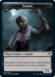 Zombie (005) // Devil Double-Sided Token - Innistrad: Midnight Hunt (MID) #5 // 6 - Token Magic: The Gathering Trading Card