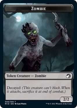Zombie (005) // Elemental Double-Sided Token trading card from Innistrad: Midnight Hunt Zombie (005) // Elemental Double-Sided Token - Innistrad: Midnight Hunt Magic: The Gathering trading card