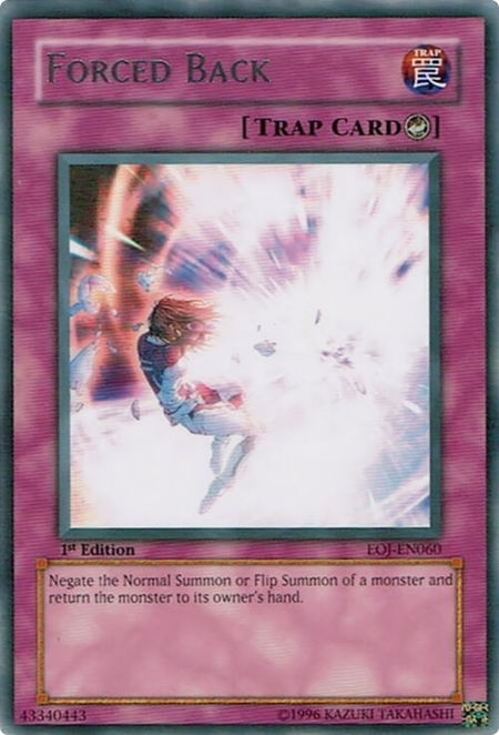 Forced Back - Enemy of Justice YuGiOh trading card