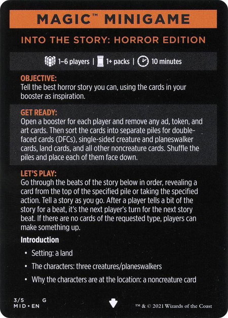 Magic Minigame: Into the Story: Horror Edition - Innistrad: Midnight Hunt Magic: The Gathering trading card