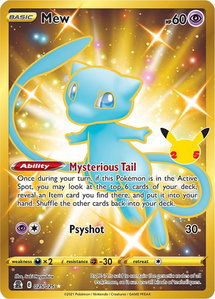 Mew (Secret) - Celebrations (CLB) #025/025 - Secret Rare Pokémon Trading Card
