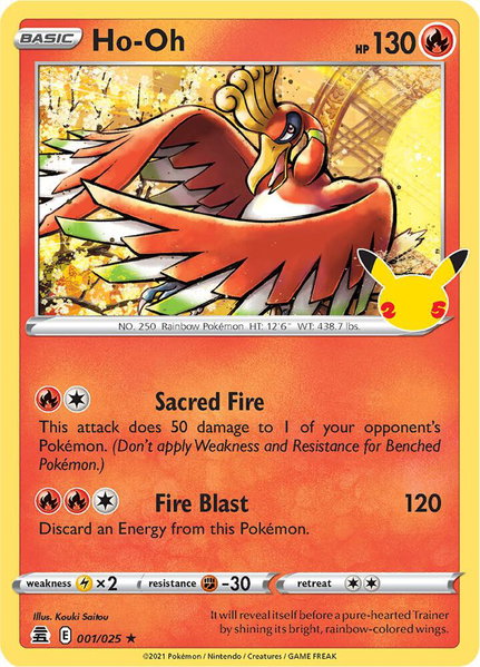 Ho-Oh trading card from Celebrations Ho-Oh - Celebrations Pokémon trading card