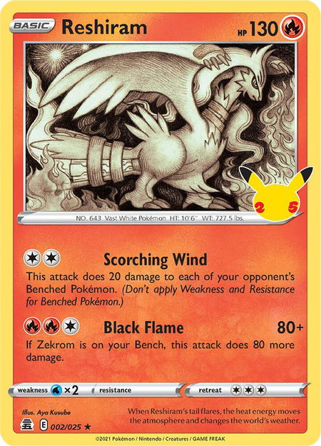 Reshiram - Celebrations Pokémon trading card