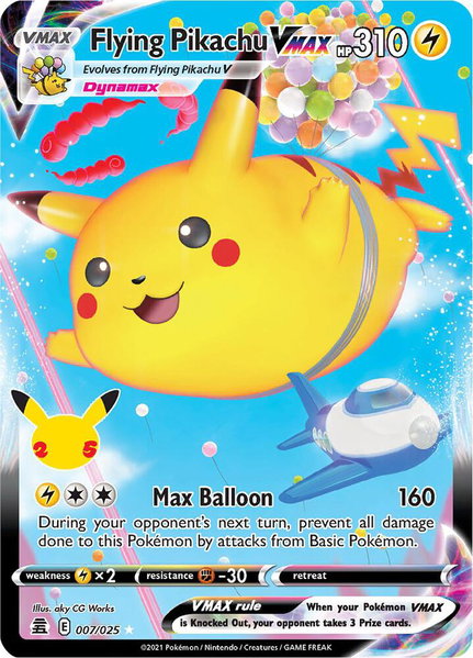 Flying Pikachu VMAX trading card from Celebrations Flying Pikachu VMAX - Celebrations Pokémon trading card