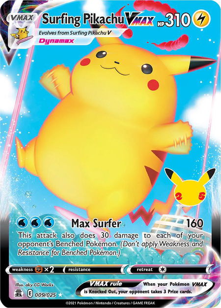 Surfing Pikachu VMAX - Celebrations Pokémon trading card