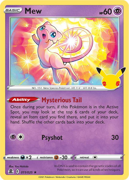 Mew trading card from Celebrations Mew - Celebrations Pokémon trading card