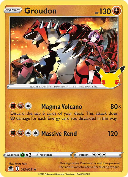 Groudon trading card from Celebrations Groudon - Celebrations Pokémon trading card