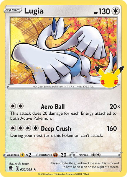 Lugia trading card from Celebrations Lugia - Celebrations Pokémon trading card