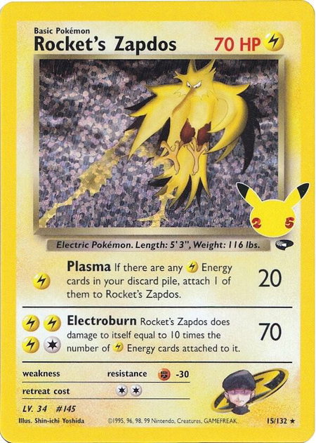 Rocket's Zapdos - Celebrations: Classic Collection Pokémon trading card