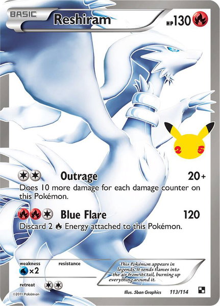 Reshiram trading card from Celebrations: Classic Collection Reshiram - Celebrations: Classic Collection Pokémon trading card