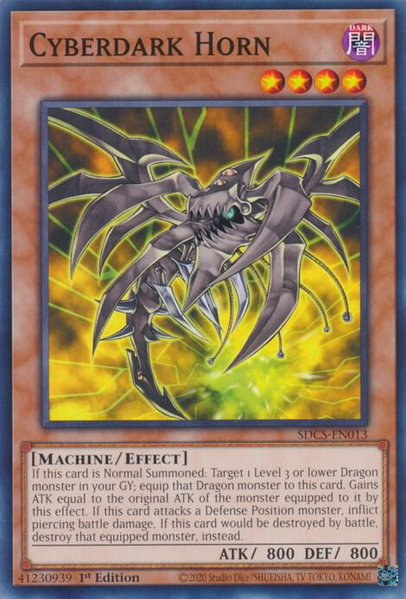 Cyberdark Horn trading card from Structure Deck: Cyber Strike Cyberdark Horn - Structure Deck: Cyber Strike YuGiOh trading card