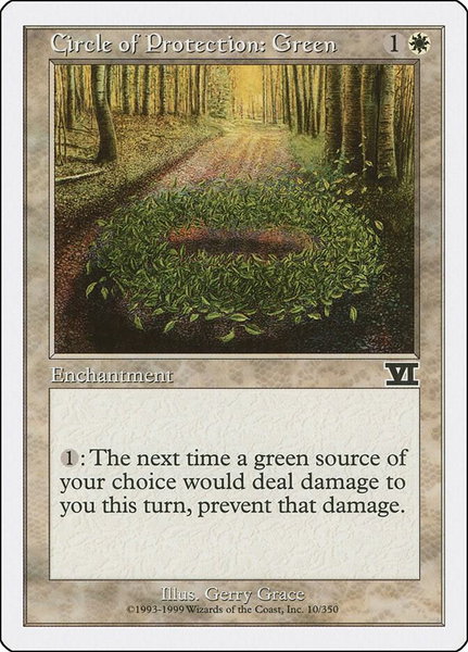 Circle of Protection: Green - Classic Sixth Edition Magic: The Gathering trading card