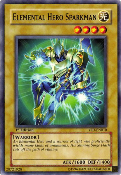 Elemental Hero Sparkman trading card from Starter Deck 2006 Elemental Hero Sparkman - Starter Deck 2006 YuGiOh trading card