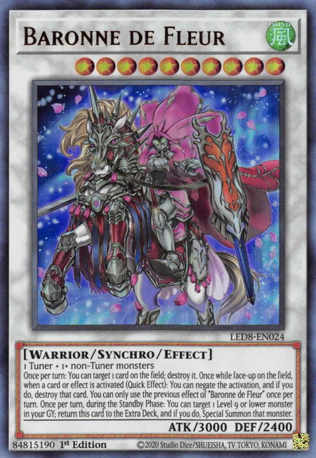 Baronne de Fleur trading card from Legendary Duelists: Synchro Storm Baronne de Fleur - Legendary Duelists: Synchro Storm YuGiOh trading card