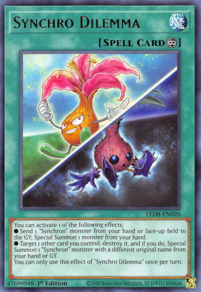 Synchro Dilemma trading card from Legendary Duelists: Synchro Storm Synchro Dilemma - Legendary Duelists: Synchro Storm YuGiOh trading card