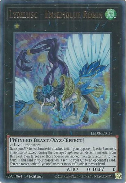 Lyrilusc - Ensemblue Robin trading card from Legendary Duelists: Synchro Storm Lyrilusc - Ensemblue Robin - Legendary Duelists: Synchro Storm YuGiOh trading card