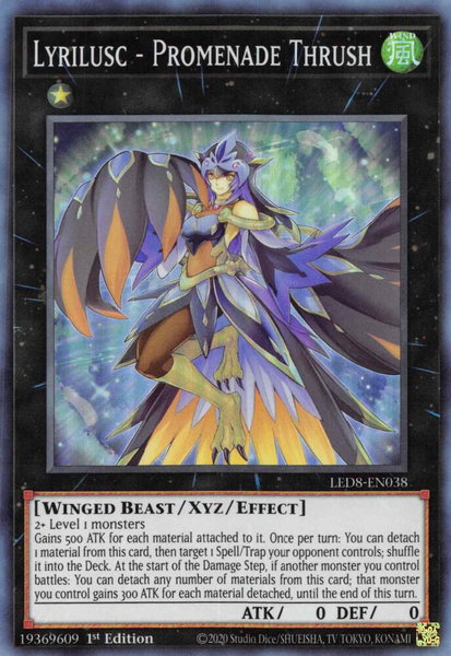 Lyrilusc - Promenade Thrush trading card from Legendary Duelists: Synchro Storm Lyrilusc - Promenade Thrush - Legendary Duelists: Synchro Storm YuGiOh trading card