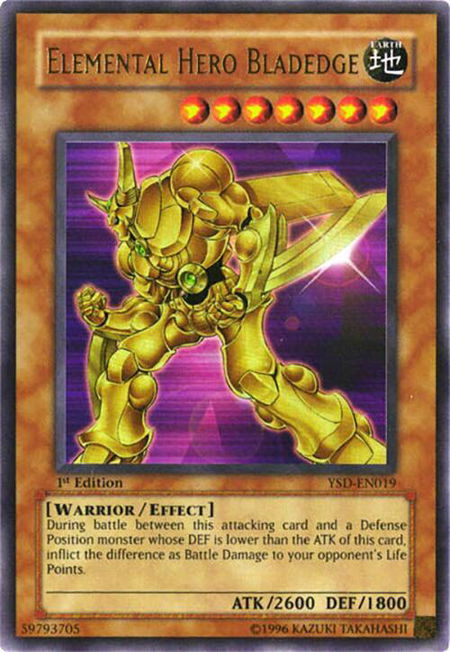 Elemental Hero Bladedge trading card from Starter Deck 2006 Elemental Hero Bladedge - Starter Deck 2006 YuGiOh trading card