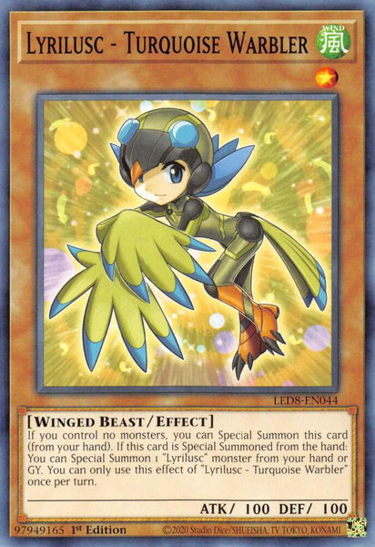 Lyrilusc - Turquoise Warbler trading card from Legendary Duelists: Synchro Storm Lyrilusc - Turquoise Warbler - Legendary Duelists: Synchro Storm YuGiOh trading card